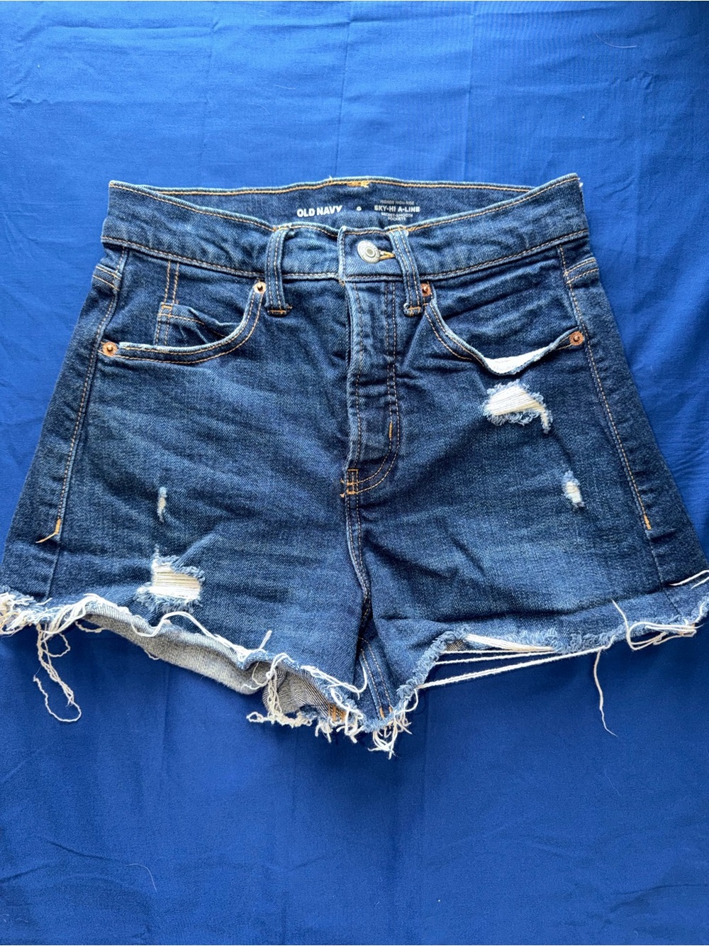 Old Navy Dark Blue Distressed Denim Cutoff Shorts